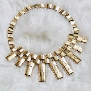 H&M Gold Link Statement Bib Geo Necklace